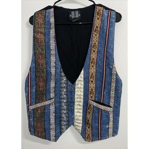 D.D. Designs Vest‎ Womens Vintage Size Medium Rose Tapestry Metallic  Retro